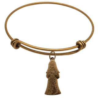 Vintage Bronze Etched Madonna Milagro Bangle Bracelet