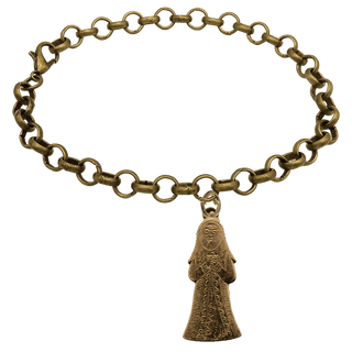 Vintage Bronze Etched Madonna Milagro Bracelet