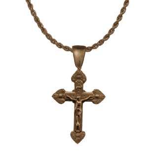 Vintage Bronze Scrolled Latin American Crucifix