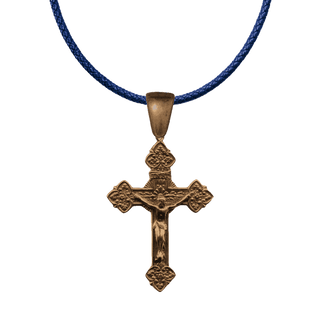 Vintage Bronze Ferns and Flowers Crucifix