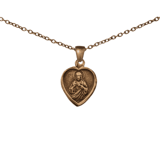 Vintage Bronze Small Sacred Heart Scapular Medal