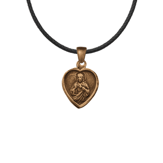 Vintage Bronze Small Sacred Heart Scapular Medal
