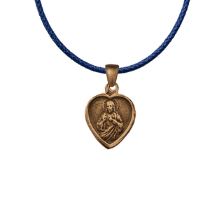 Vintage Bronze Small Sacred Heart Scapular Medal