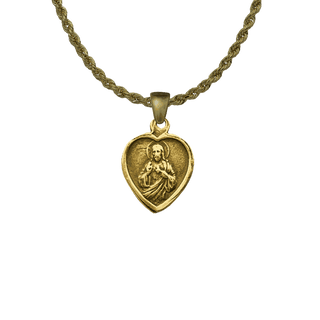 Vintage Yellow Bronze Small Heart Scapular Medal