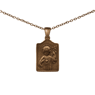 Vintage Bronze Child Jesus, King of Love Medal
