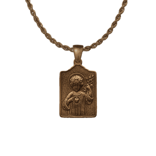 Vintage Bronze Child Jesus, King of Love Medal