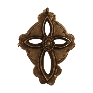 Vintage Bronze Southwest Stamped Cross with Oval Boss - reverse