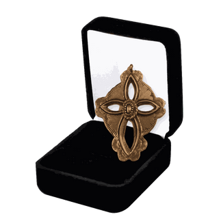 Vintage Bronze Southwest Stamped Cross with Oval Boss
