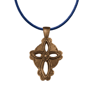 Vintage Bronze Southwest Stamped Cross with Oval Boss