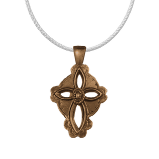 Vintage Bronze Southwest Stamped Cross with Oval Boss
