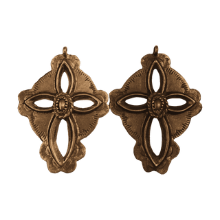 Vintage Bronze Southwest Stamped Cross with Oval Boss