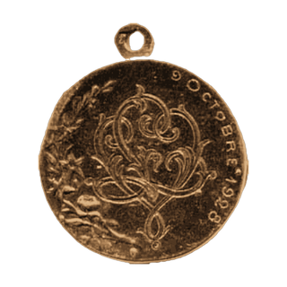 Vintage Bronze Marriage Medal and Lilies — reverse