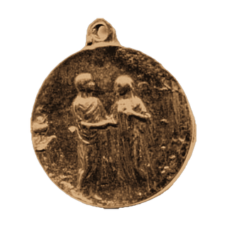 Vintage Bronze Marriage Medal and Lilies