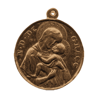 Vintage Bronze St Joan of Arc and Our Lady of Grace Medal — reverse