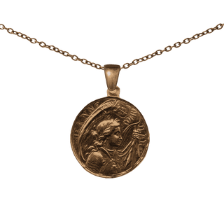 Vintage Bronze Joan of Arc with Our Lady of Grace Medal