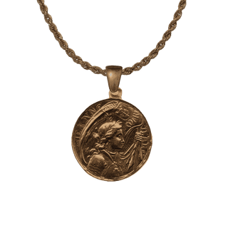 Vintage Bronze Joan of Arc with Our Lady of Grace Medal