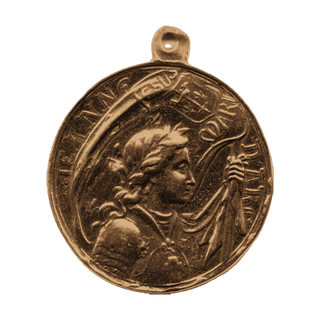 Vintage Bronze St Joan of Arc and Our Lady of Grace Medal