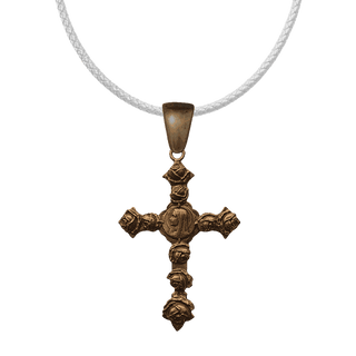Vintage Bronze Rose-Covered Cross with Madonna Profile