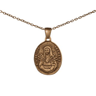 Vintage Bronze Our Lady of Sorrows Medal, Seven Swords