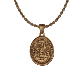 Vintage Bronze Our Lady of Sorrows Medal, Seven Swords