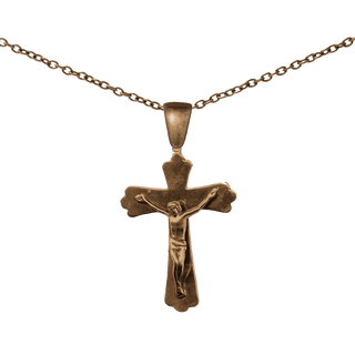 Vintage Bronze Trefoil Crucifix, Simple Elegance