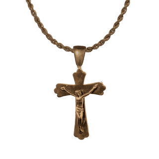 Vintage Bronze Trefoil Crucifix, Simple Elegance