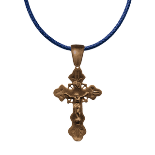 Vintage Bronze Etched Flowering Crucifix, Philippine Design