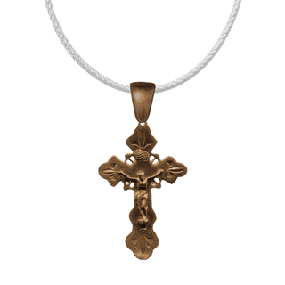 Vintage Bronze Etched Flowering Crucifix, Philippine Design