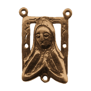 Vintage Bronze Framed Praying Madonna Rosary Center