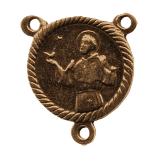 Vintage Bronze Saint Francis Peace Prayer Rosary Center