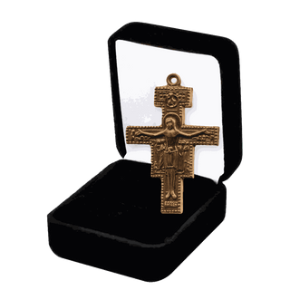 Vintage Bronze San Damiano Crucifix with Peace Prayer