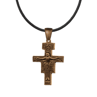 Vintage Bronze San Damiano Crucifix with Peace Prayer