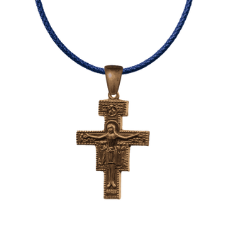 Vintage Bronze San Damiano Crucifix with Peace Prayer