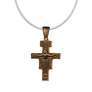 Vintage Bronze San Damiano Crucifix with Peace Prayer