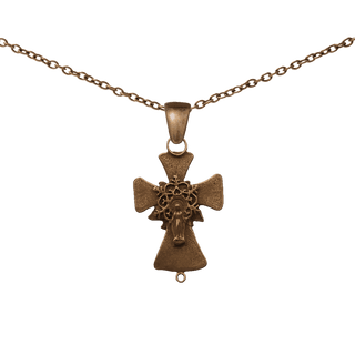 Vintage Bronze Sacred Heart and Our Lady Cross