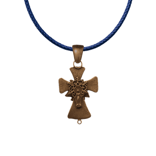 Vintage Bronze Sacred Heart and Our Lady Cross