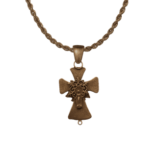 Vintage Bronze Sacred Heart and Our Lady Cross