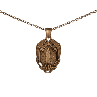 Vintage Bronze Our Lady of Lourdes Medal with Stars