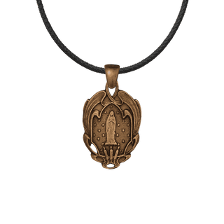 Vintage Bronze Our Lady of Lourdes Medal with Stars