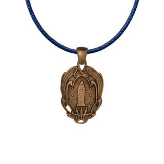 Vintage Bronze Our Lady of Lourdes Medal with Stars