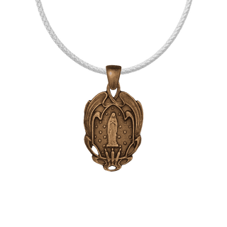 Vintage Bronze Our Lady of Lourdes Medal with Stars