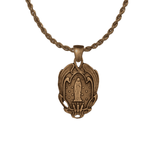 Vintage Bronze Our Lady of Lourdes Medal with Stars