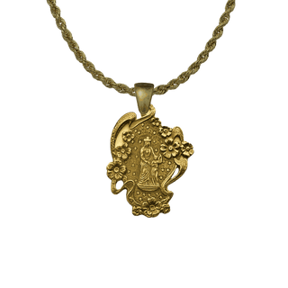 Vintage Yellow Bronze Saint Anne of Auray Garden Medal
