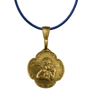 Vintage Yellow Bronze Daydreaming Angel in a Wreath of Roses