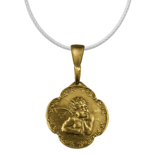 Vintage Yellow Bronze Daydreaming Angel in a Wreath of Roses