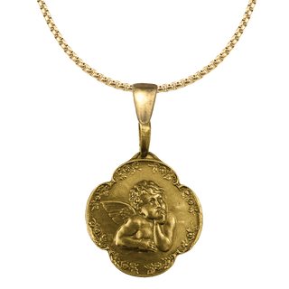 Vintage Yellow Bronze Daydreaming Angel in a Wreath of Roses