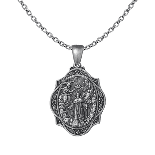 Vintage White Bronze Our Lady of Remedy Trinitarian Medal