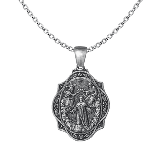 Vintage White Bronze Our Lady of Remedy Trinitarian Medal