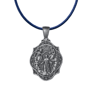 Vintage White Bronze Our Lady of Remedy Trinitarian Medal