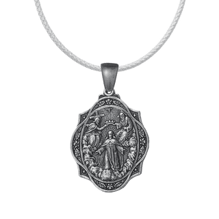 Vintage White Bronze Our Lady of Remedy Trinitarian Medal